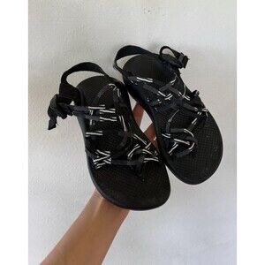 Chaco Women’s 6 Black White Gray Strappy Sandals Flats Shoes Hiking Trail